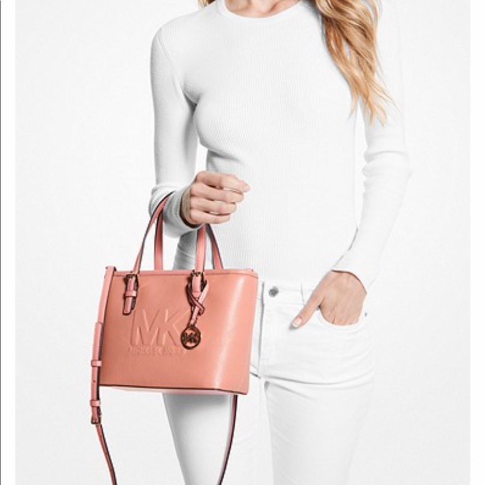 MICHAEL KORS XSMALL CARRYALL CONVERTIBLE TOP ZIP TOTE SHERBERT COLOR - Picture 6 of 16